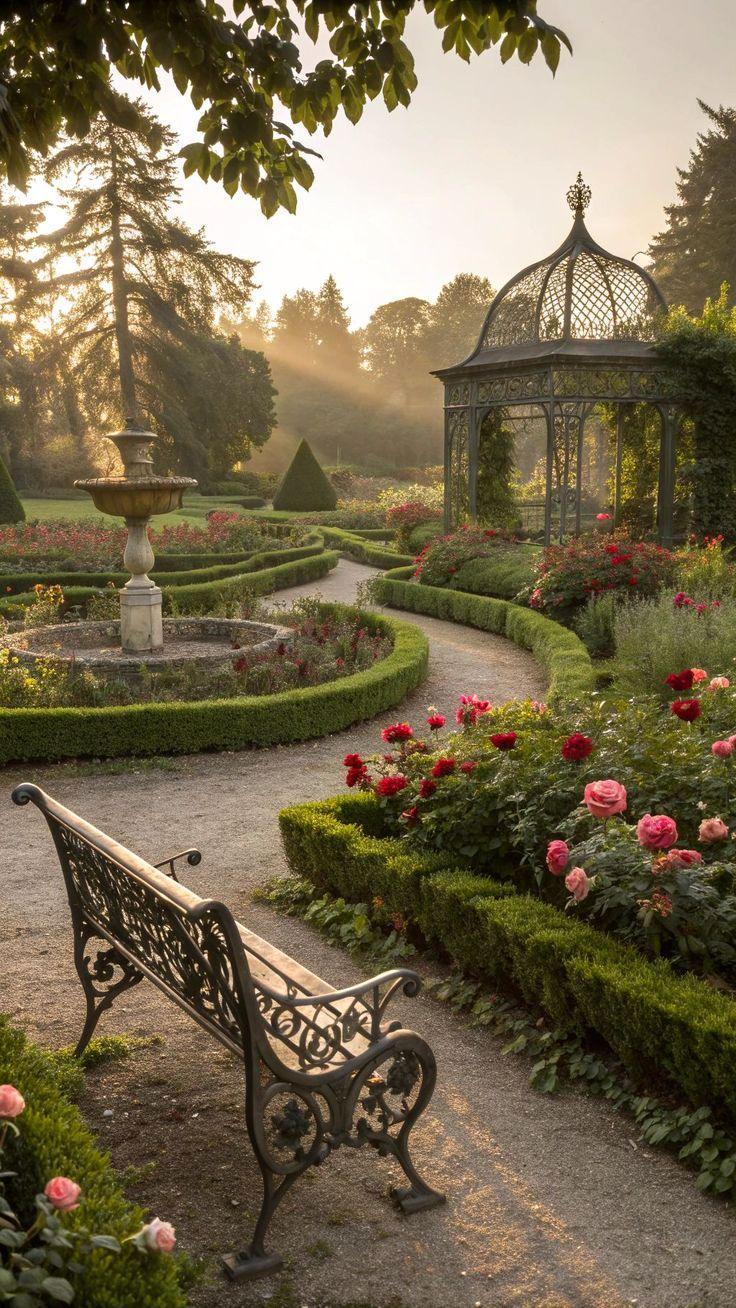 Precedent study: Rose parterre · pavilion as focal point